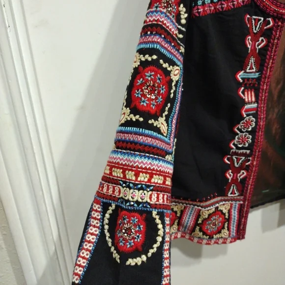Anthropologie Red and Black Embroidered Blazer - Picture 4 of 7
